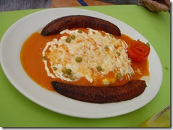 Savoury Egg Breakfast with Bananas, Ham and Tortillas